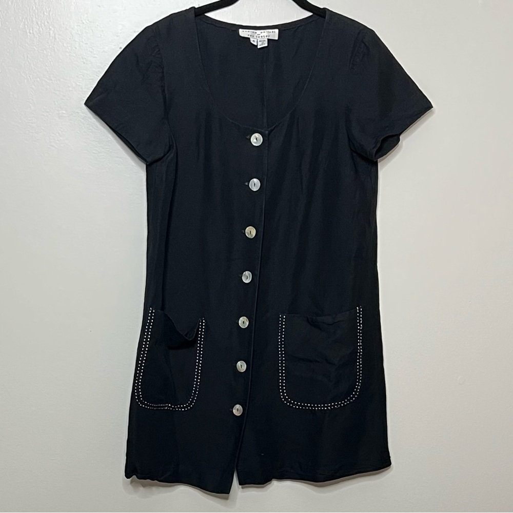 Vintage Andrea Polizzi For Rex Lester Linen Blend Button Up Shirt Dress Size 4